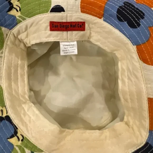 San Diego Hat Co Floral Bucket Hat Wood Buckle Retro Mod Pop Art Sun Hat - Picture 5 of 13